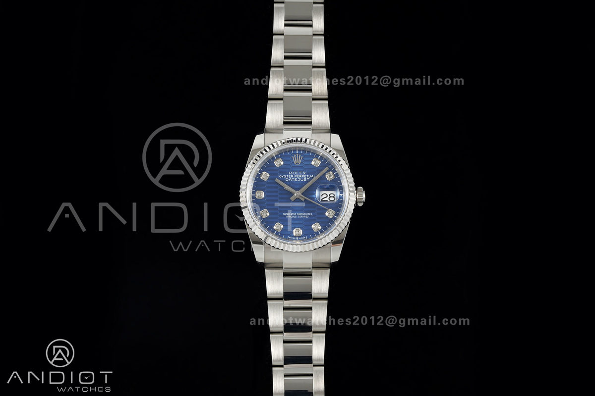 DateJust 36 SS 126234 ARF 1:1 Best Edition Blue Textured Diamonds Dial on Jubilee Bracelet DD3235